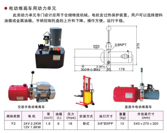 DC single-acting hydraulic equipment power unit