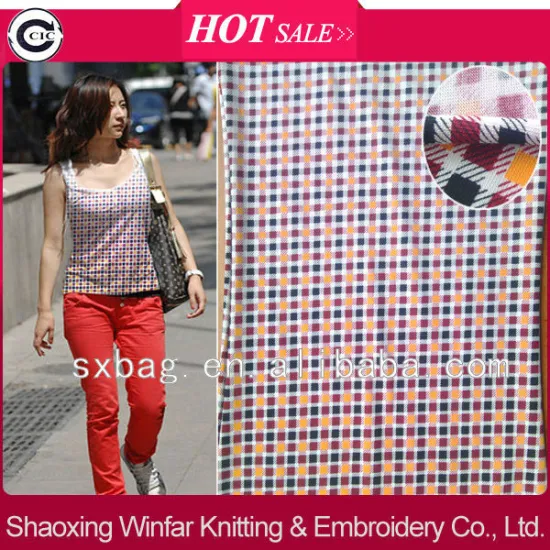 checked design knitting printed rayon nylon spandex fabric for garment
