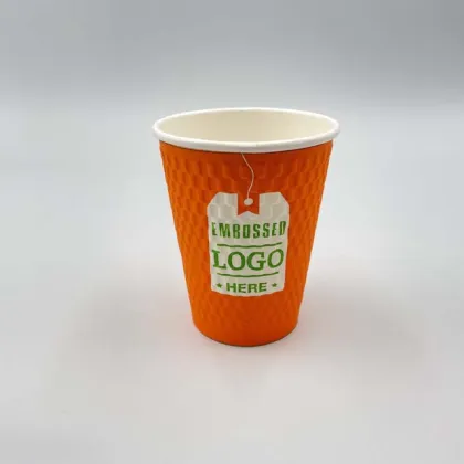 Custom cheap price biodegradable paper cups ripple wall