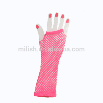 HEN-0041 wholesale Bride To Be Badge Hen Party long pink mesh gloves
