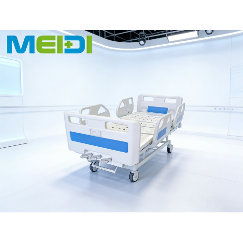 Perforated Three-Crank Hospital Bed | Four Small Rails, Central Brake, For Hospital Use