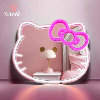 Custom LED Neon Mirror for Girls' Room Decor - Fast Delivery