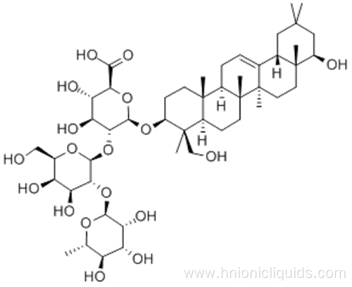 b-D-Glucopyranosiduronic acid,( 57191237,3b,4b,22b)-22,23-dihydroxyolean-12-en-3-yl O-6-deoxy-a-L-mannopyranosyl-(1®2)-O-b-D-galactopyranosyl-(1®2) CAS 51330-27-9