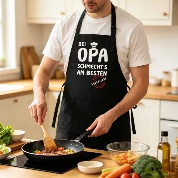 Adjustable‑Buckle Black Cotton BBQ Chef Apron