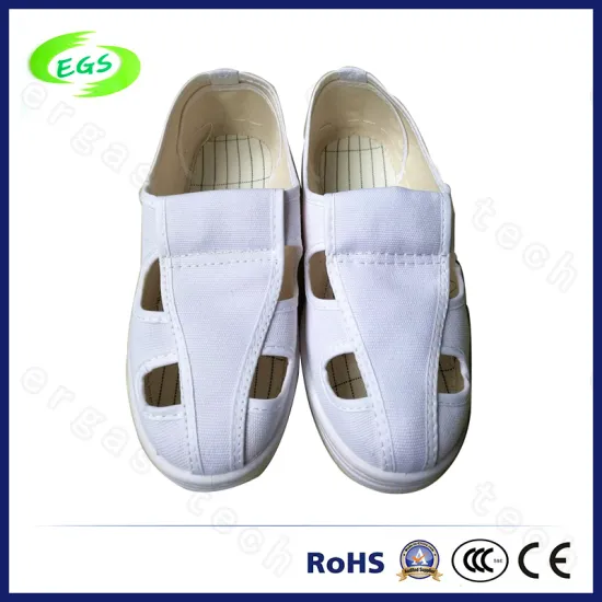 White PVC ESD Cleanroom Working Canvas Shoes (EGS-PVC-601)