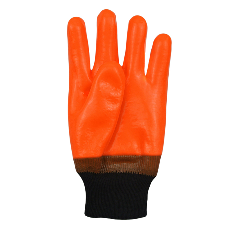 Fluorescent pvc dipped gloves cold and oil resisitant