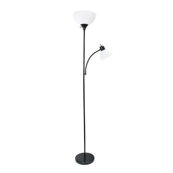 Contemporary Adjustable 2-Light Plastic Shade Floor Lamp