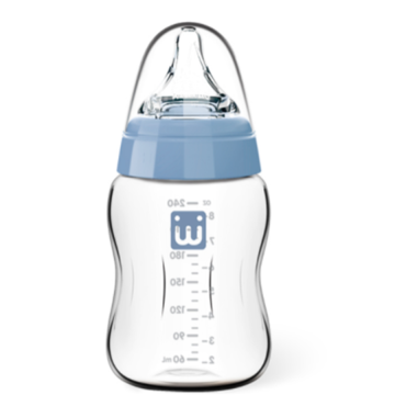 सुरक्षित नर्सिंग बोतल वाइड नेक ग्लास फीडिंग बोतल