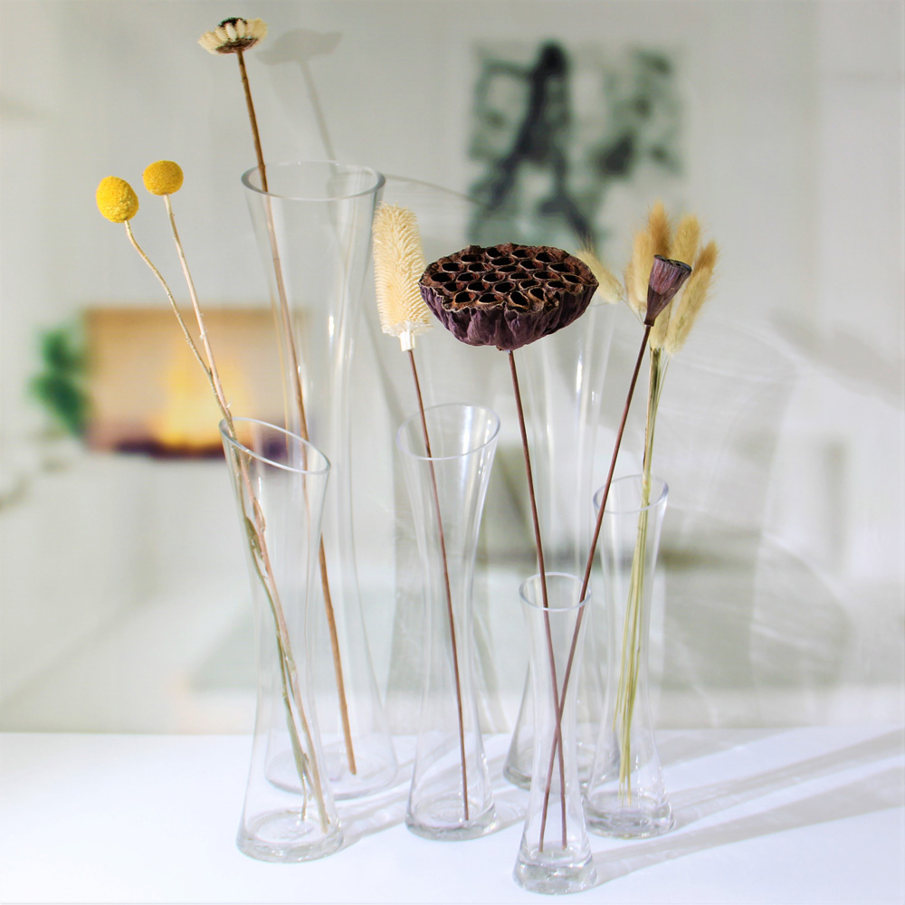 Flower Glass Vases With Slanted Mouth