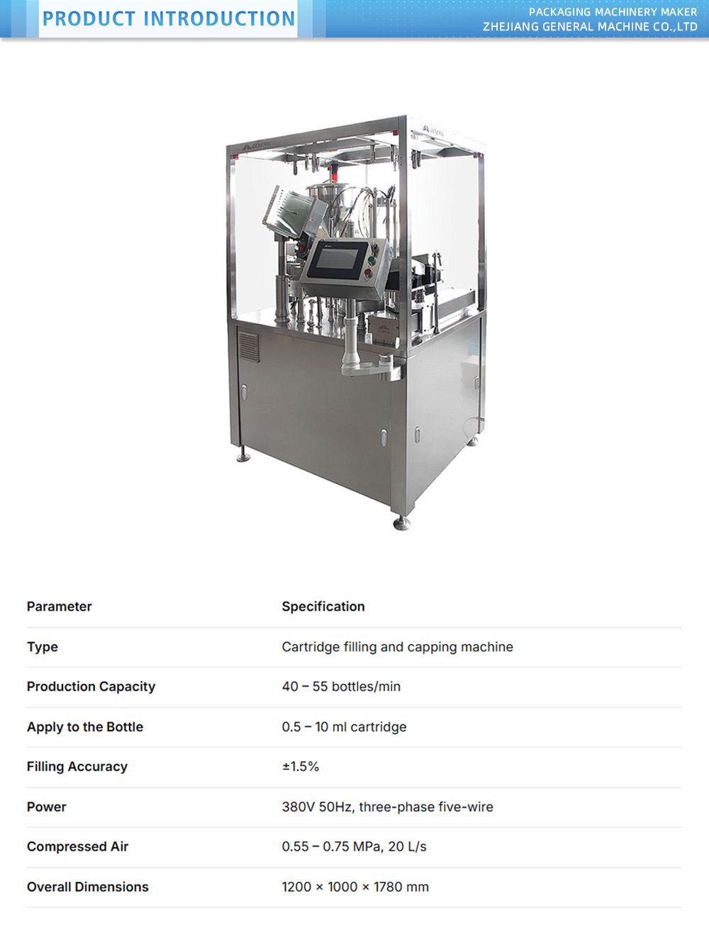 Cartridge filling and capping machine X