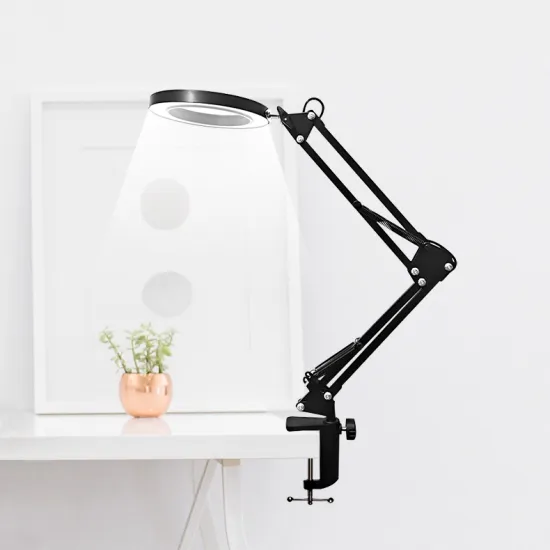 Desk Clip-on LED Ring Light with 10X Magnifying Glass for Precision Tasks