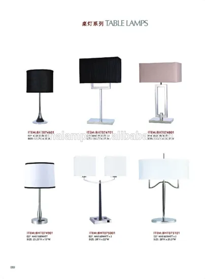 Modern house design brushed nichel desk lamps with linen lampshade for hotel lighting facility supply