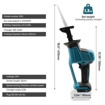 Lithium Electric Reciprocating Saw - Industrial Grade Cordless Saber Saw for Wood Cutting