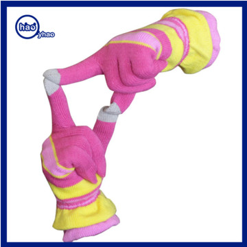 Yhao Amazon Supplier wholesale custom Winter knitted acrylic touchscreen smart phone gloves