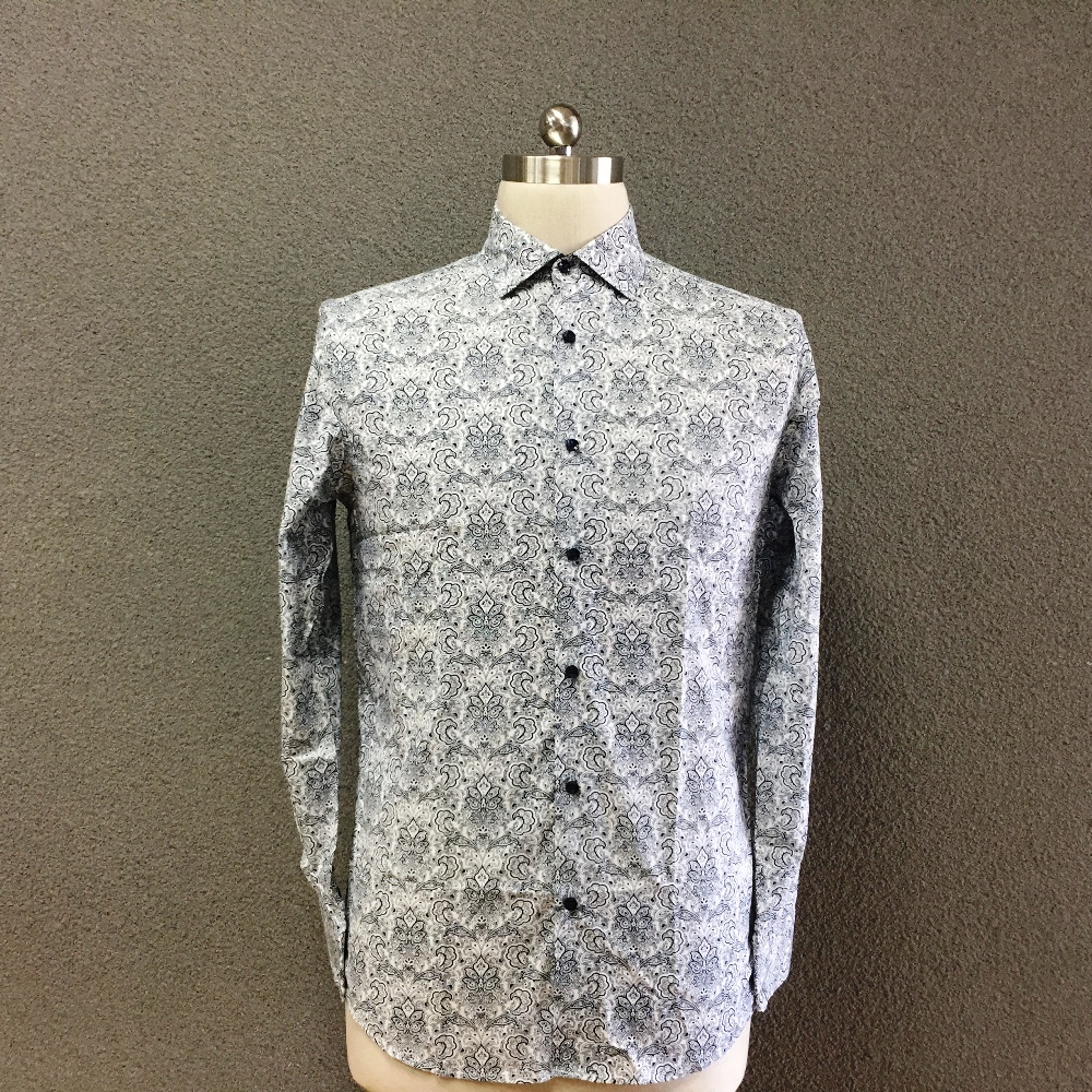 Men's cotton grey printed long sleeves shirt