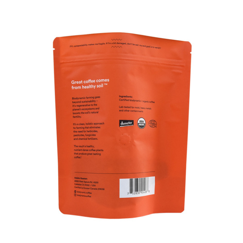 Biologisk nedbrytbar kaffe Kraft Pouch Laminert OEM Custom Bag