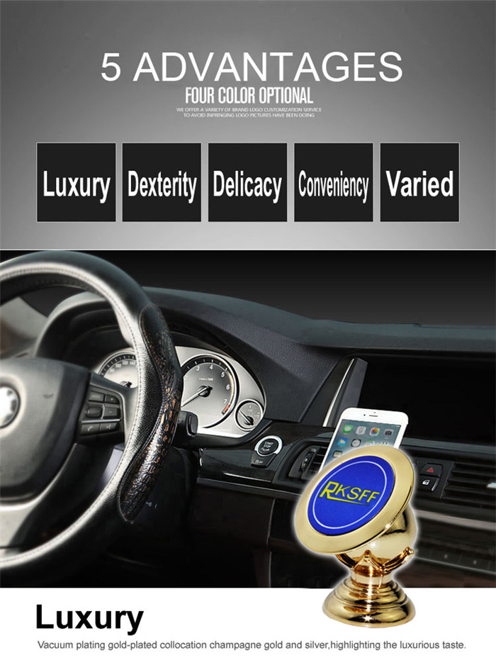 Magnetic Mobile Phone Car Holder Gold