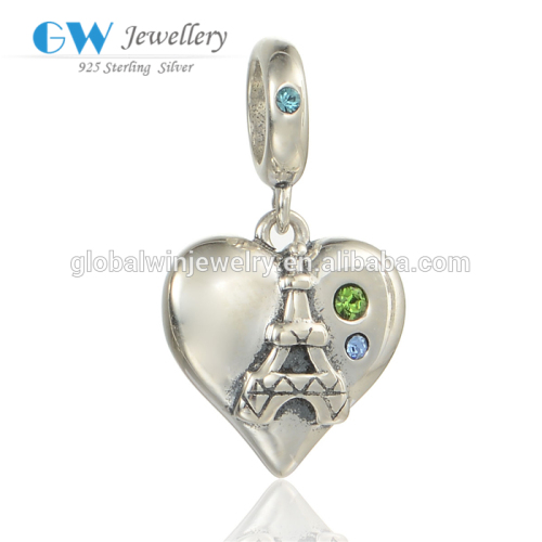 Wholesale Love Paris Heart 925 Silver Charms Pendants Charms