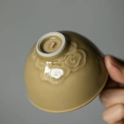 Handmade Jingdezhen Xiangyun Embossed Tea Cup Set - Vintage Kung Fu Tea Ware