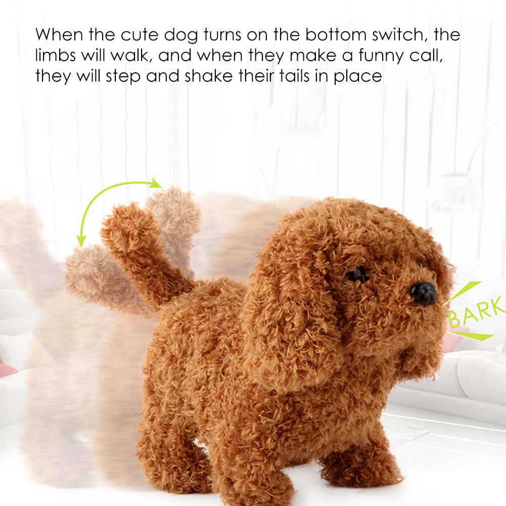 Electric Interactive Toy Soft Plush Walking Realistic Teddy Dog Lucky Barking Funny Simulation Moving Appease Children Boy Girls