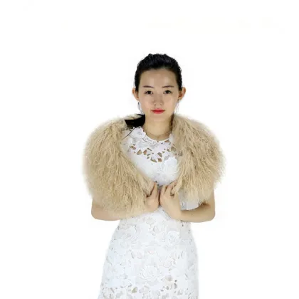 Genuine tibet lamb fur collar white black mongolian fur collar