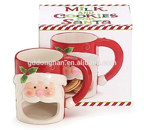 factory customize ceramic santa claus biscuit mug