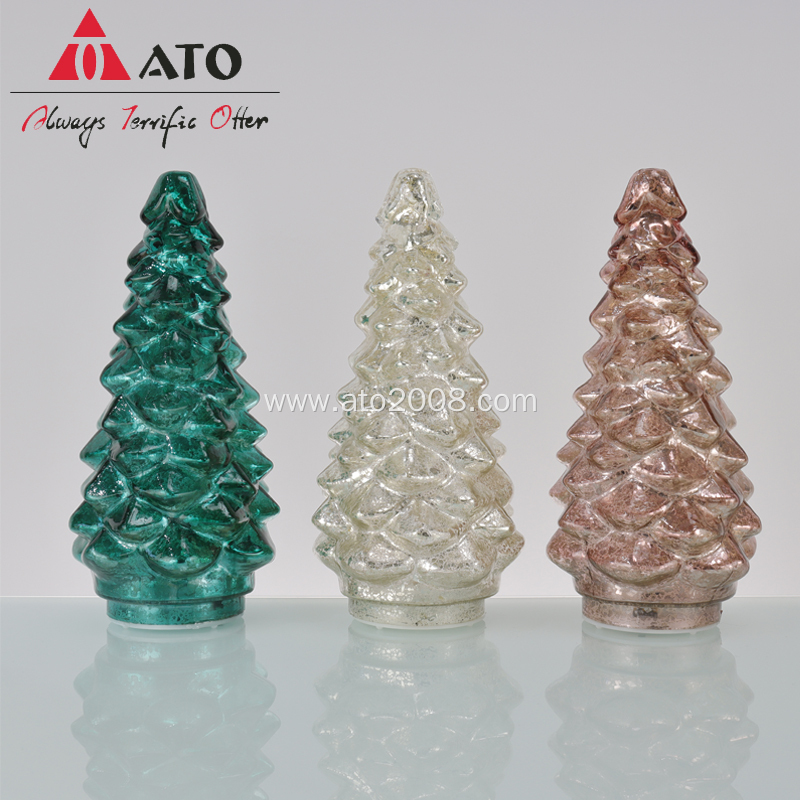 Glowing Glass Christmas Tree Ornaments Desktop Decoration