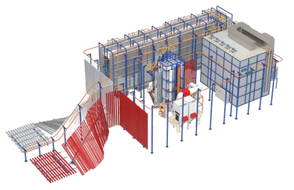 Vertical powder painting line
