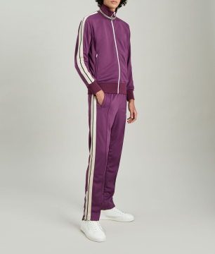 Custom Men's Straight Fit Polyester Sweatpants Set with Stacking, Pleating, and Baggy Track Stripe Design