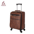 High quality soft PU leather trolley luggage