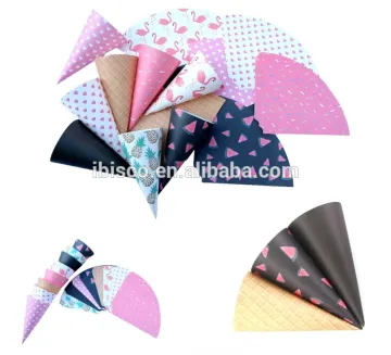 pink color flower ice cream shaped paper box with lace