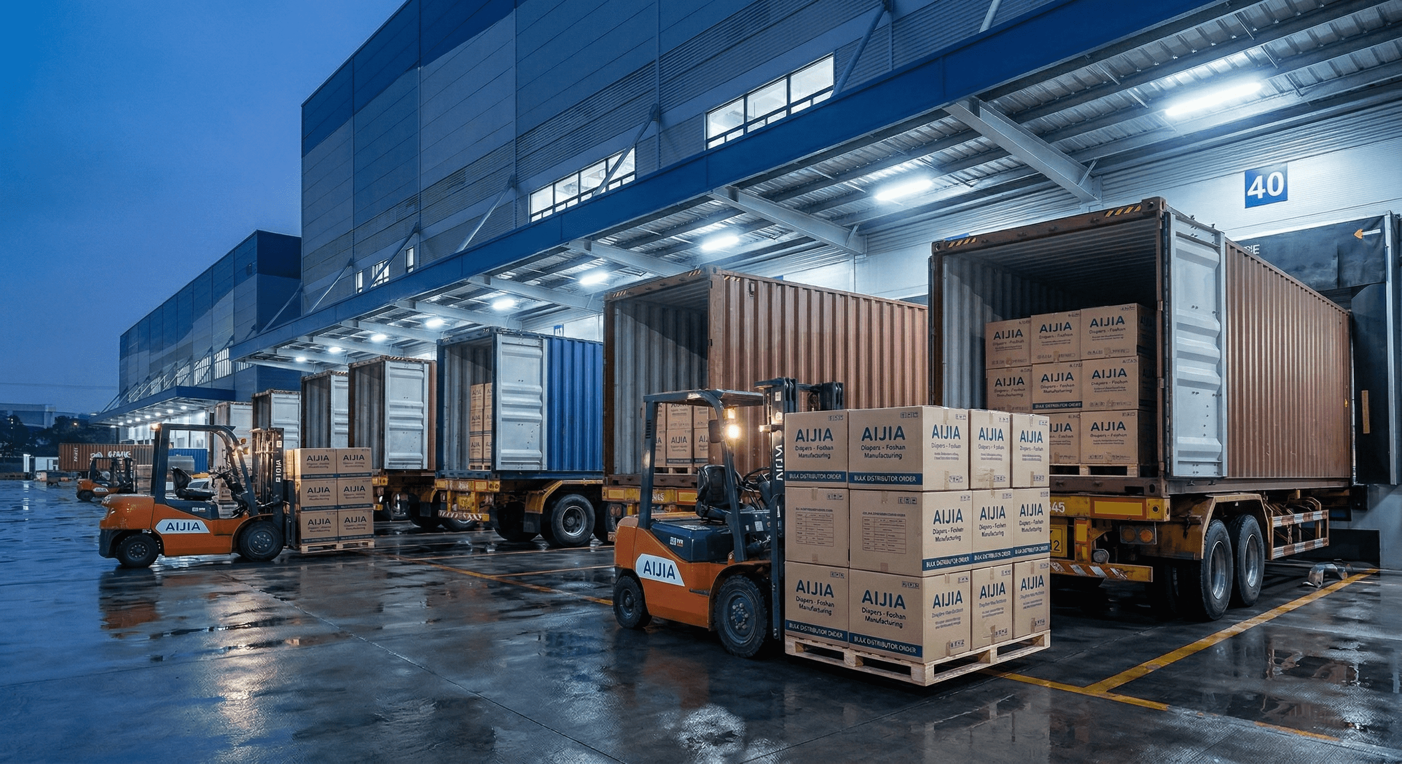 AIJIA diapers shipping containers loaded for 