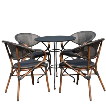Waterproof Outdoor Brown Aluminum Rattan Dining Chair for Cafe