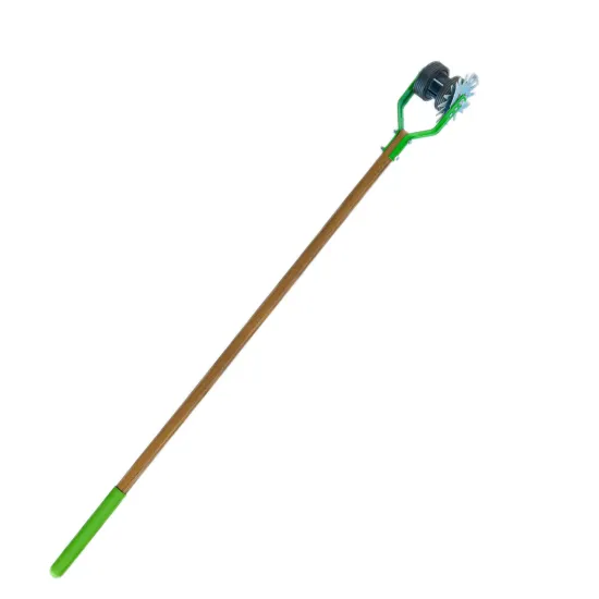 Garden Grass Mower with Rolling Lawn Edger and Long Wooden Handle