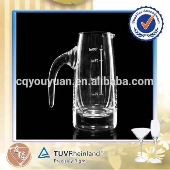 wholesale super flint glass lead free 100ml small cocktail mixing glass with handle