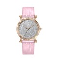 Luxury Quartz Iced out Diamond Dials Leather Watch