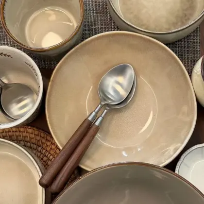 Warm and Natural Ceramic Dinnerware with Earthy Tones