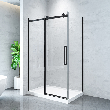 Black Frameless Glass Sliding Shower Door