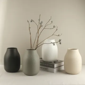 Custom Design Antique Ceramic Flower Vases: Brown, Gray, and White Modern Home Decor