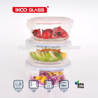 leakproof bento lunch box pyrex glass lock container 4 side locked lunch box