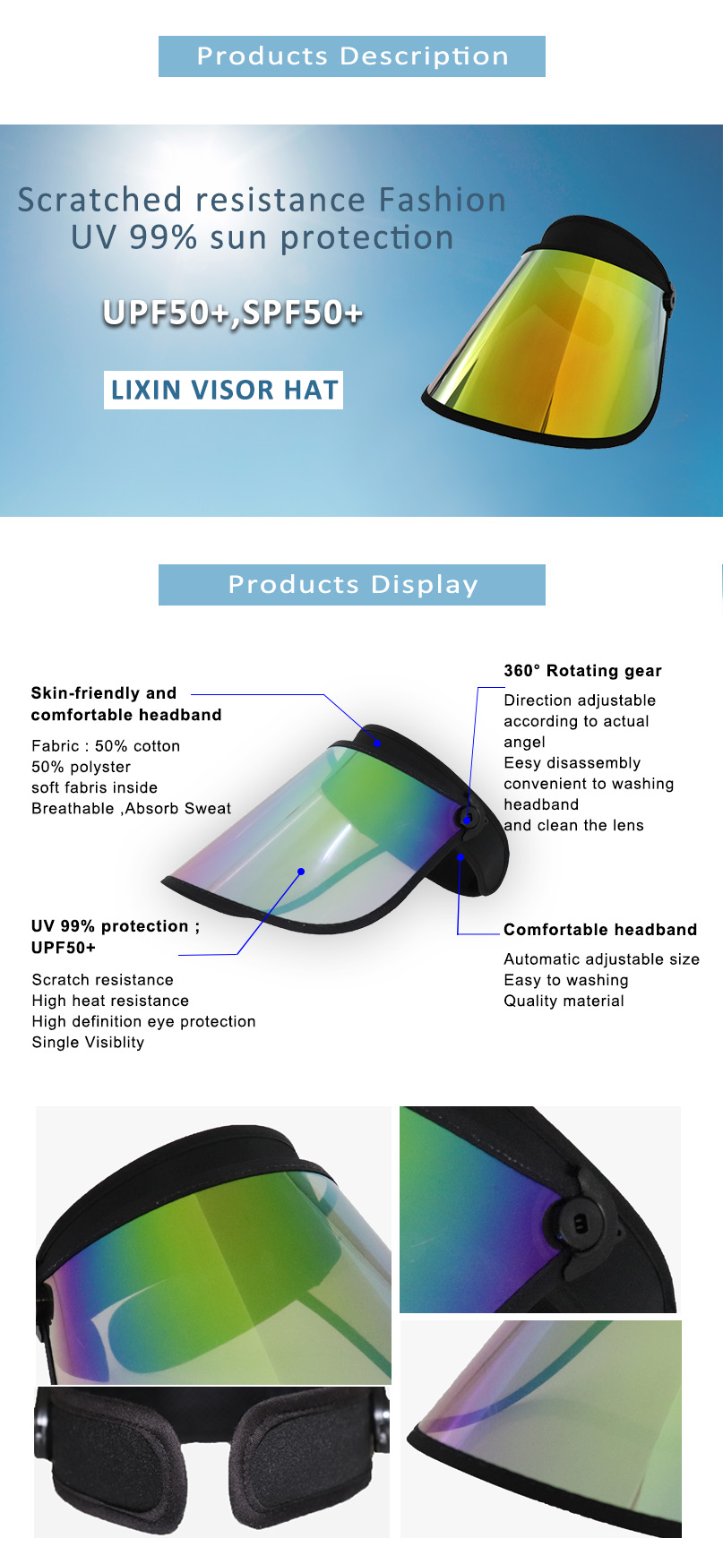 Rainbow Transparent Uv Protection Fashion Sport Hat