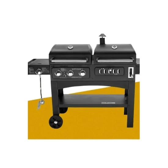 Black Dual Function 2-Burner Gas & Charcoal Grill Portable Foldable Camping Picnic Stove