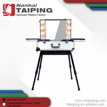 Pro Trolley Lighted Silver Aluminium Makeup Case With Mirror