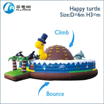 amusement park Happy Turtle kids inflatable bouncy castle with climbing