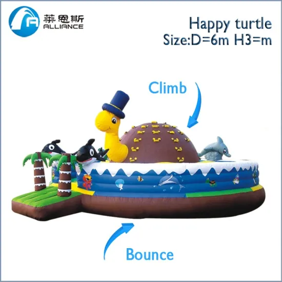 amusement park Happy Turtle kids inflatable bouncy castle with climbing