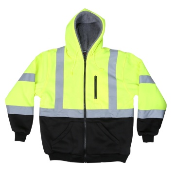 Ansi Hivis Men&#39;s Front Zip Hooded Reflective Sweatshirt