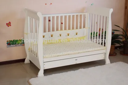 Solid Wood Material Crib Type baby crib with storage drawer