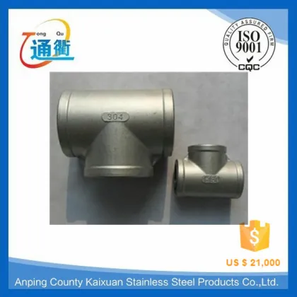 free sample female casting stainless steel t shaped pipe elbow