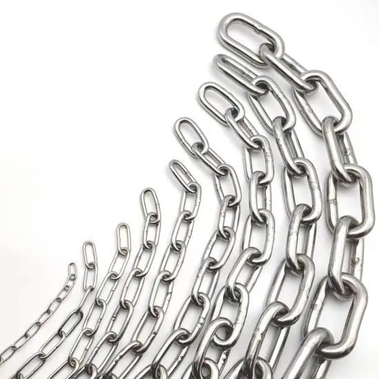 Manufacturer's Polished Stainless Steel Dog Chains: Various Sizes from 1.2mm to 25mm with a Welded Structure