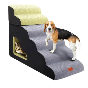 Non-Slip Sturdy Pet Stairs 30in Height 6 Steps Soft Foam Dog Stairs for High Bed